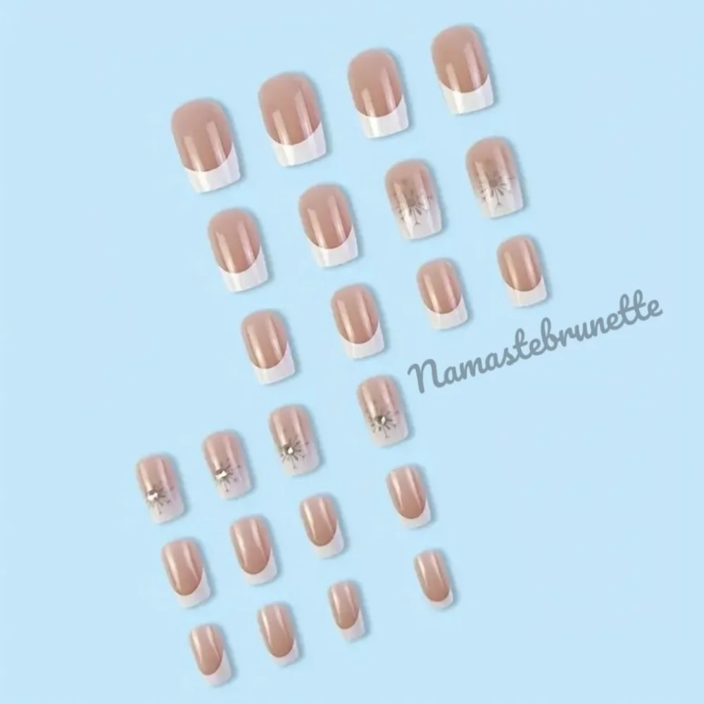 2/$16 Rhinestone French Manicure Press On Nails